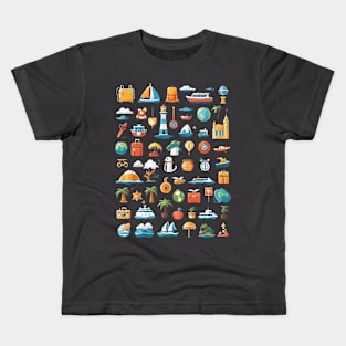 TRAVEL AND TOURISM ICONS Kids T-Shirt